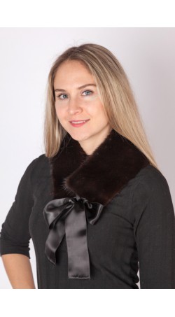 Black mink fur collar-neck warmer